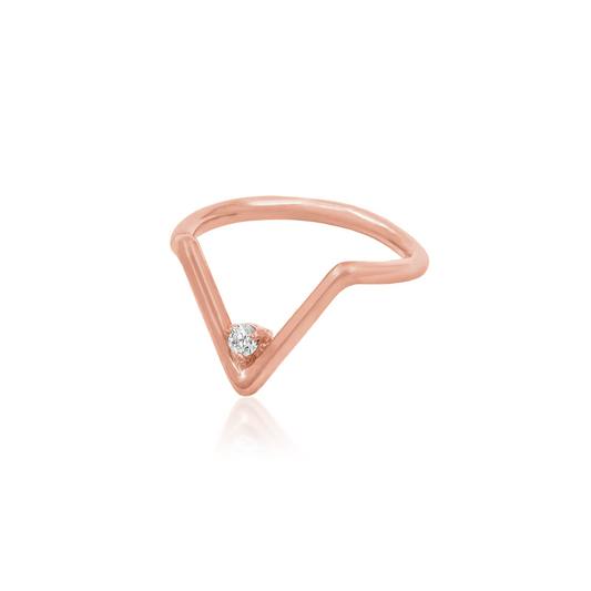 Chevron Seam Ring with CZ from Junipurr Rose Gold (Vault)