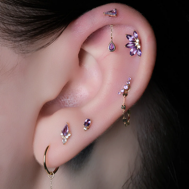 Concorde Chain Charm with Amethyst and CZ and Chain From Buddha