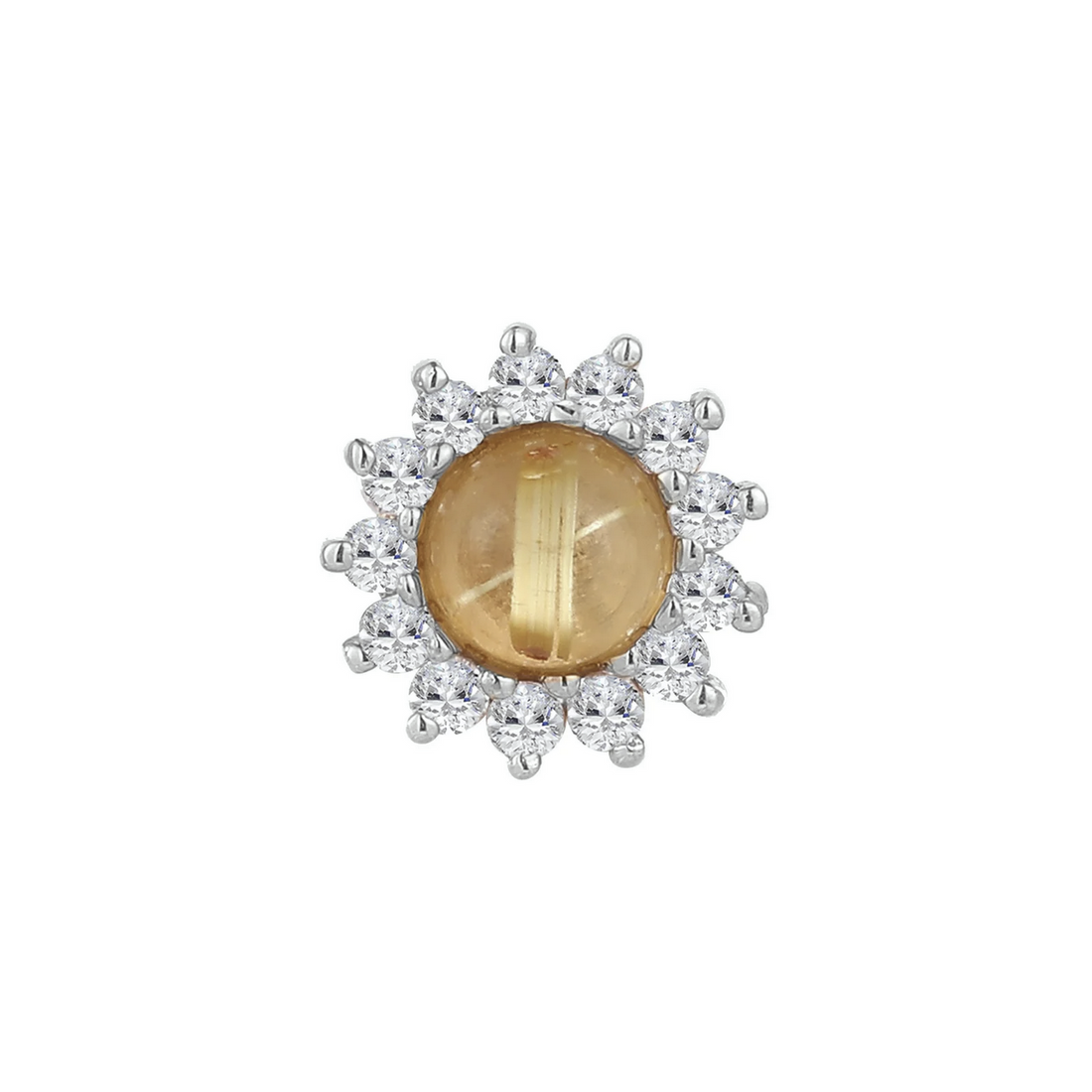 Delphine with Rutilated Quartz and White Sapphire — Buddha