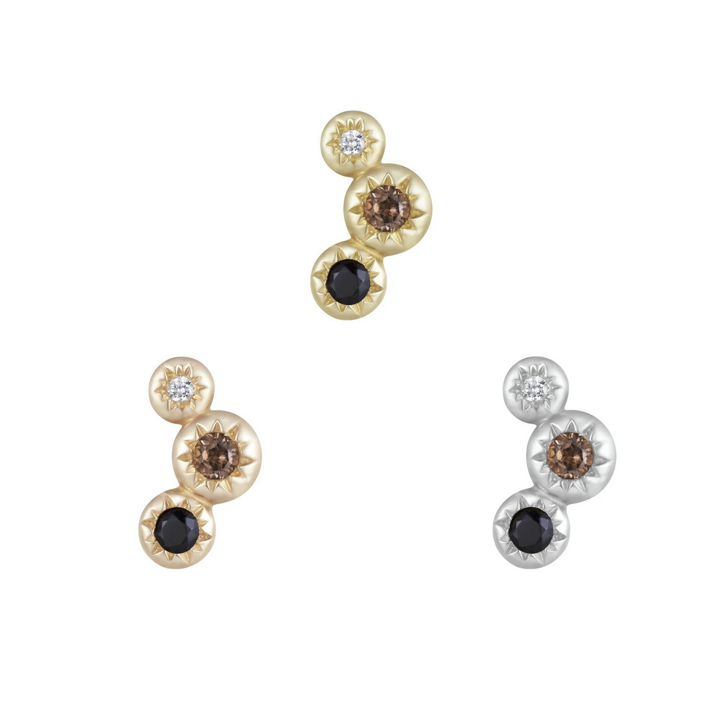 Dig It White Sapphire with Smokey Quartz and Black Spinel From Buddha