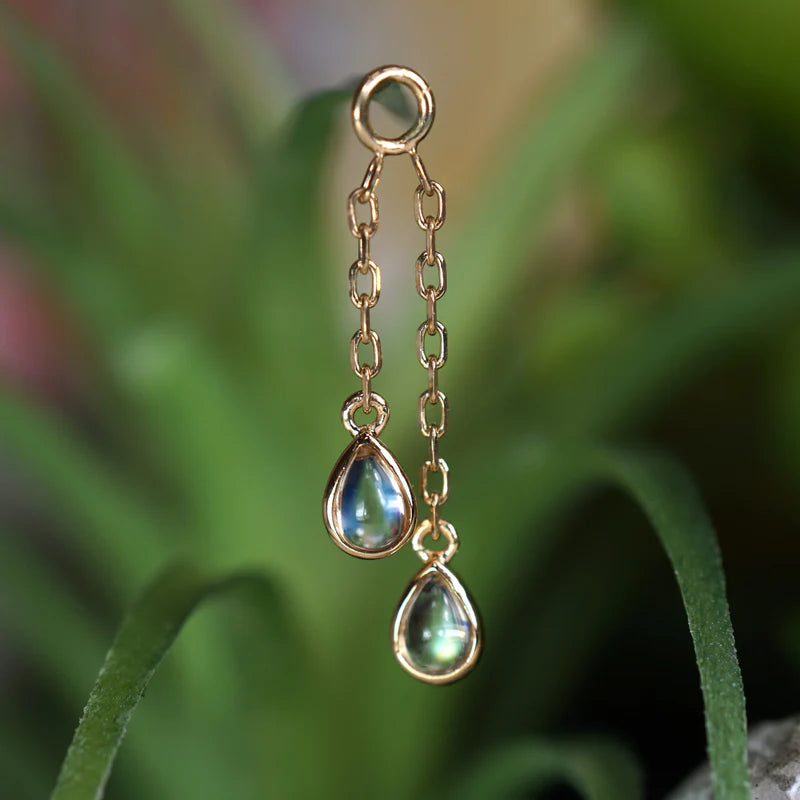 Double Pear Bezel Cabochon Charm on Chain from Modern Mood