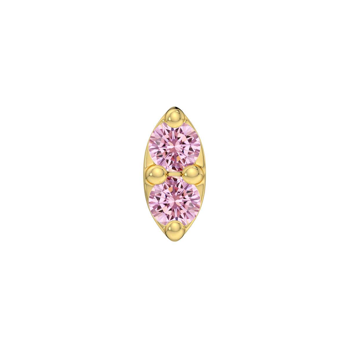 2 Stone Marquise End With Genuine Faceted/Diamonds