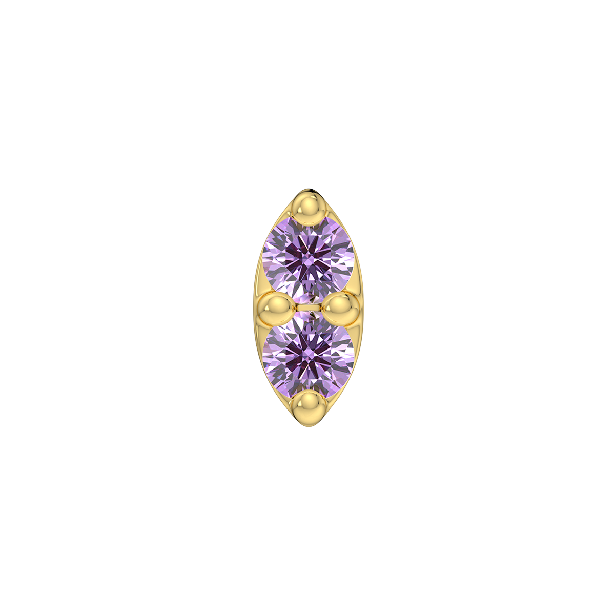2 Stone Marquise End With Genuine Faceted/Diamonds
