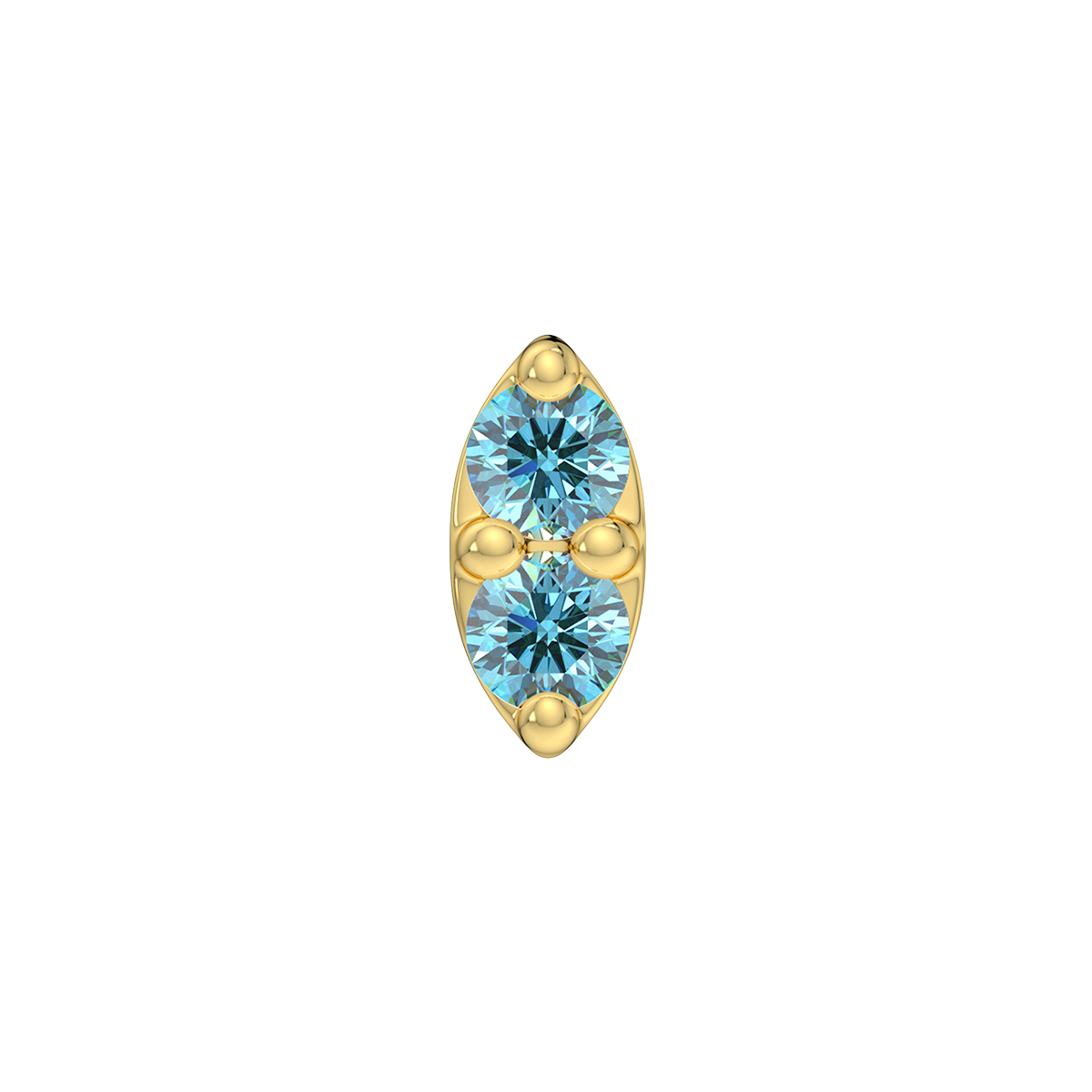 2 Stone Marquise End With Genuine Faceted/Diamonds