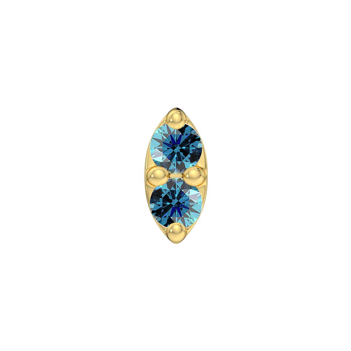 2 Stone Marquise End With Genuine Faceted/Diamonds