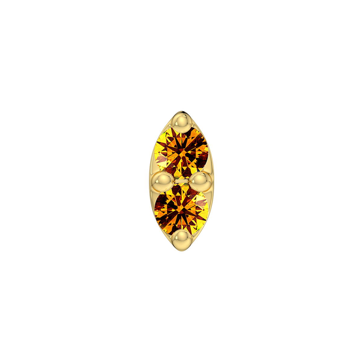 2 Stone Marquise End With Genuine Faceted/Diamonds