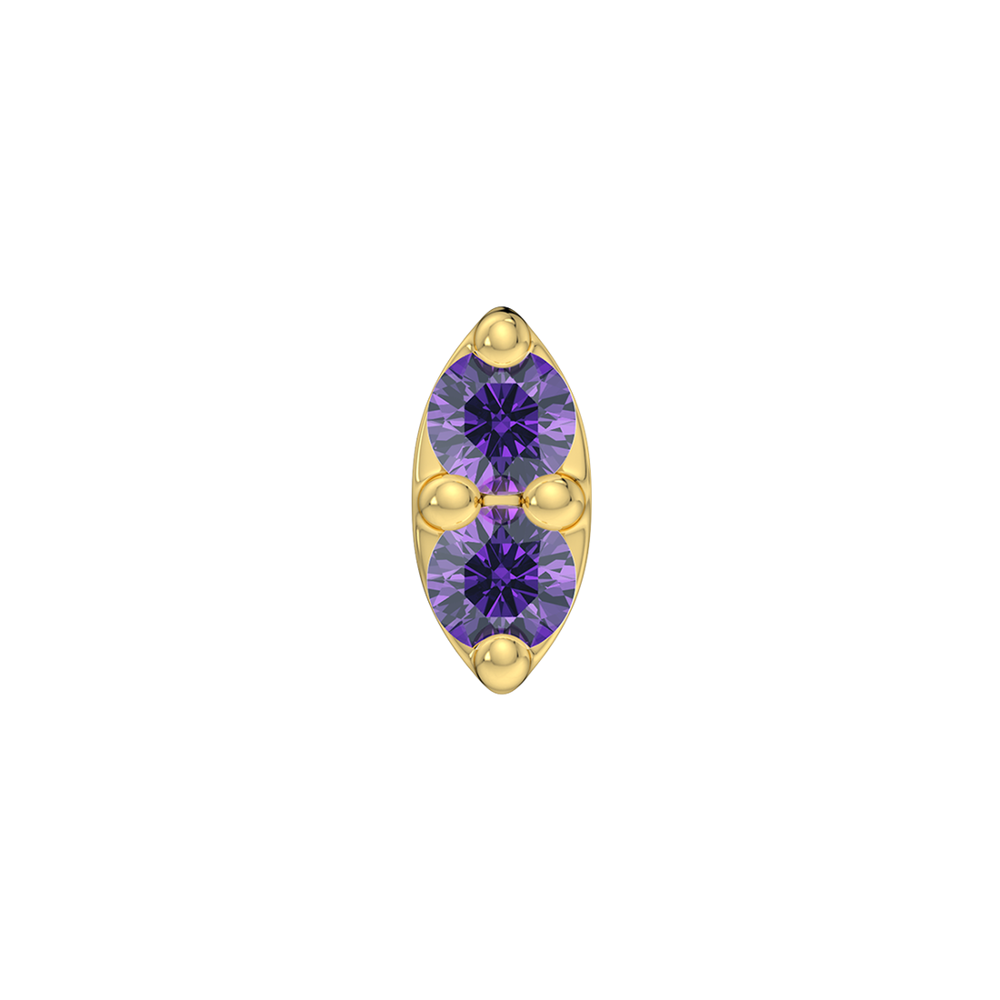 2 Stone Marquise End With Genuine Faceted/Diamonds