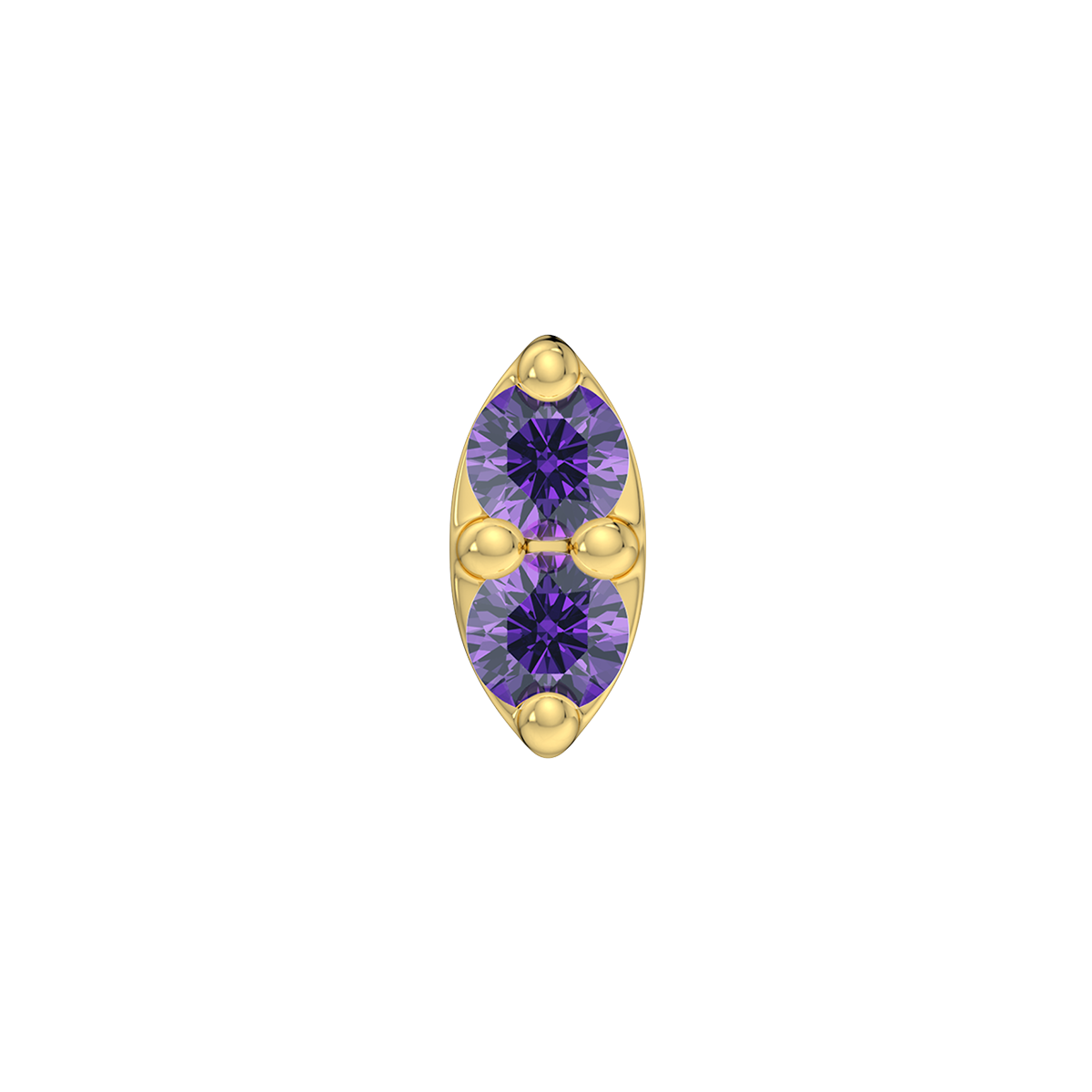 2 Stone Marquise End With Genuine Faceted/Diamonds