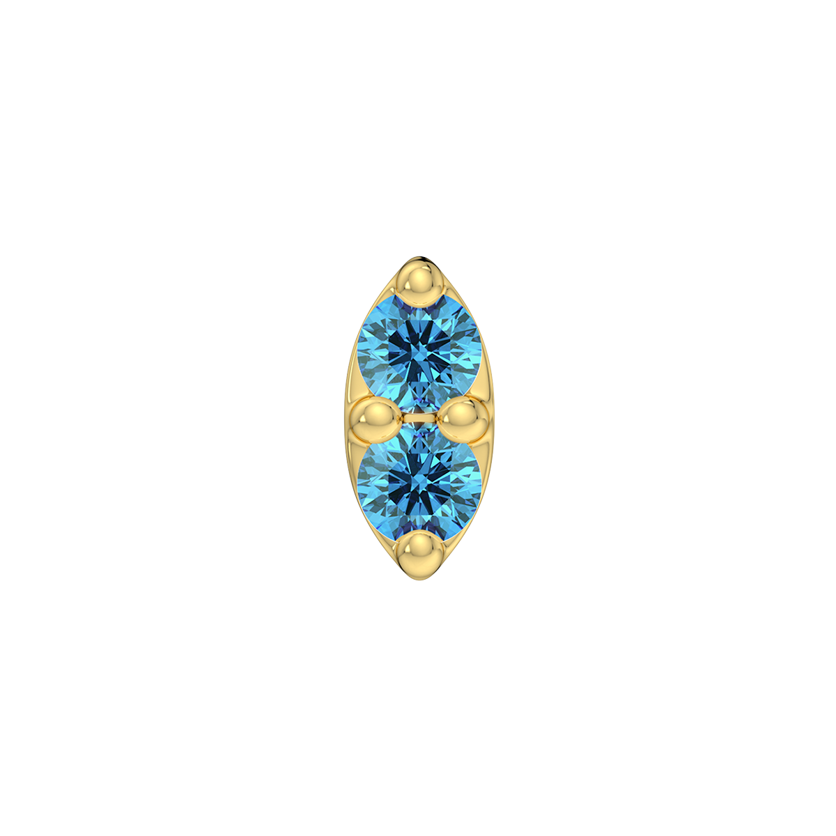 2 Stone Marquise End With Genuine Faceted/Diamonds