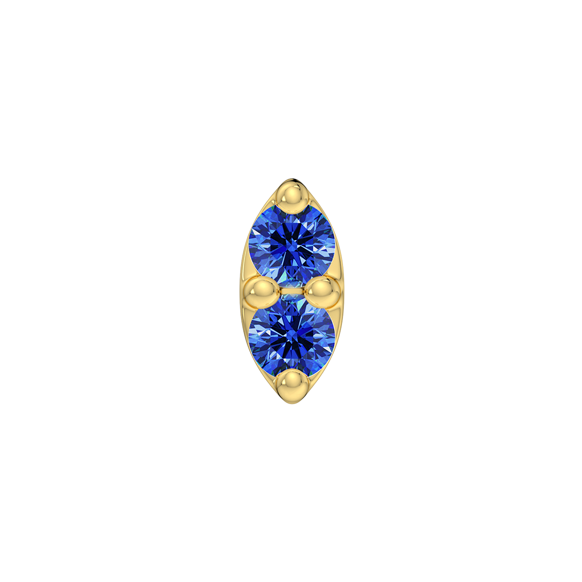 2 Stone Marquise End With Genuine Faceted/Diamonds