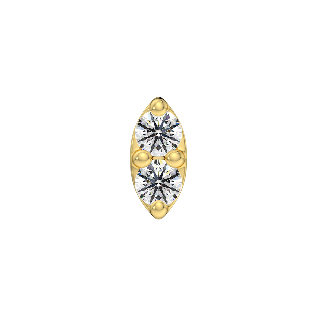 2 Stone Marquise End With Genuine Faceted/Diamonds