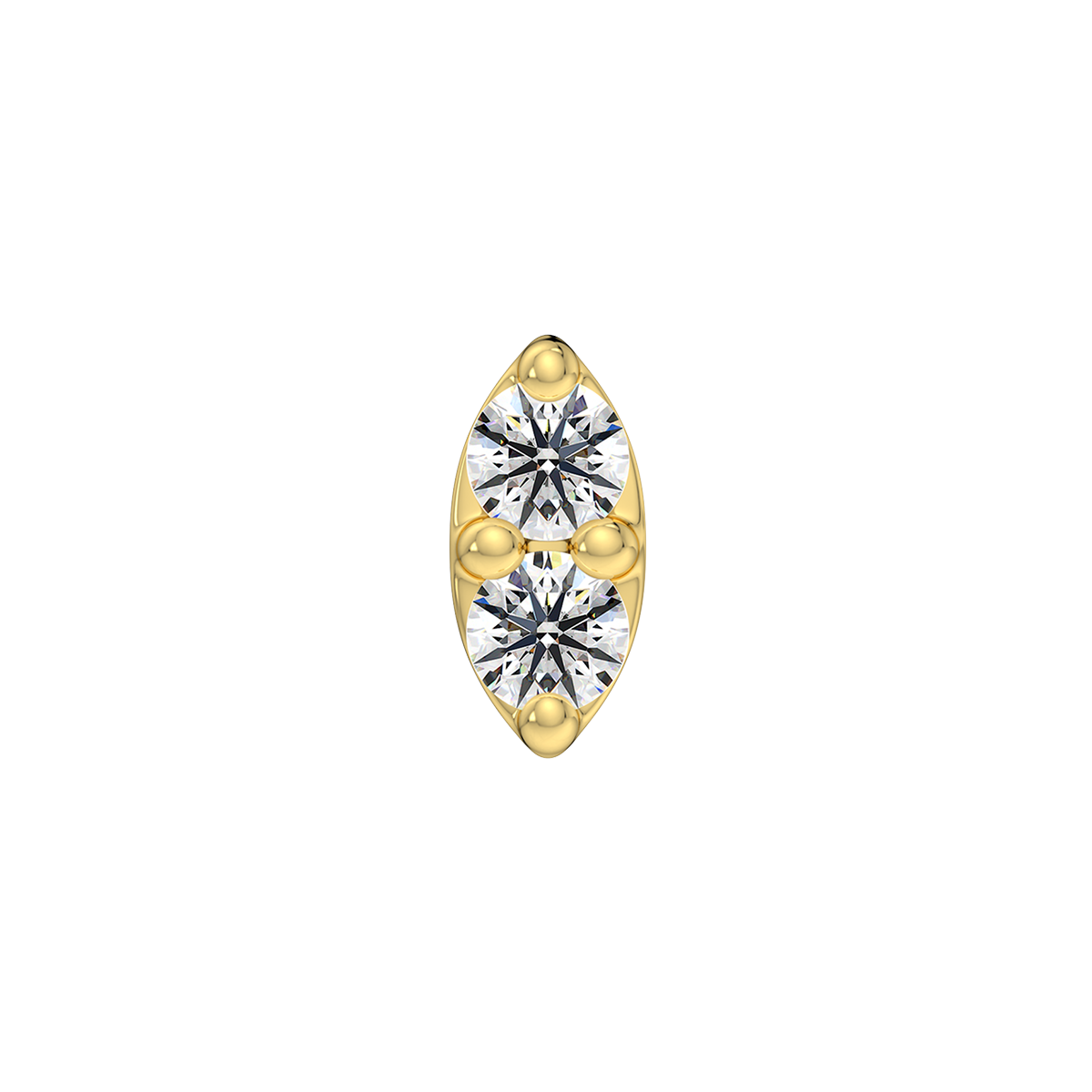 2 Stone Marquise End With Genuine Faceted/Diamonds