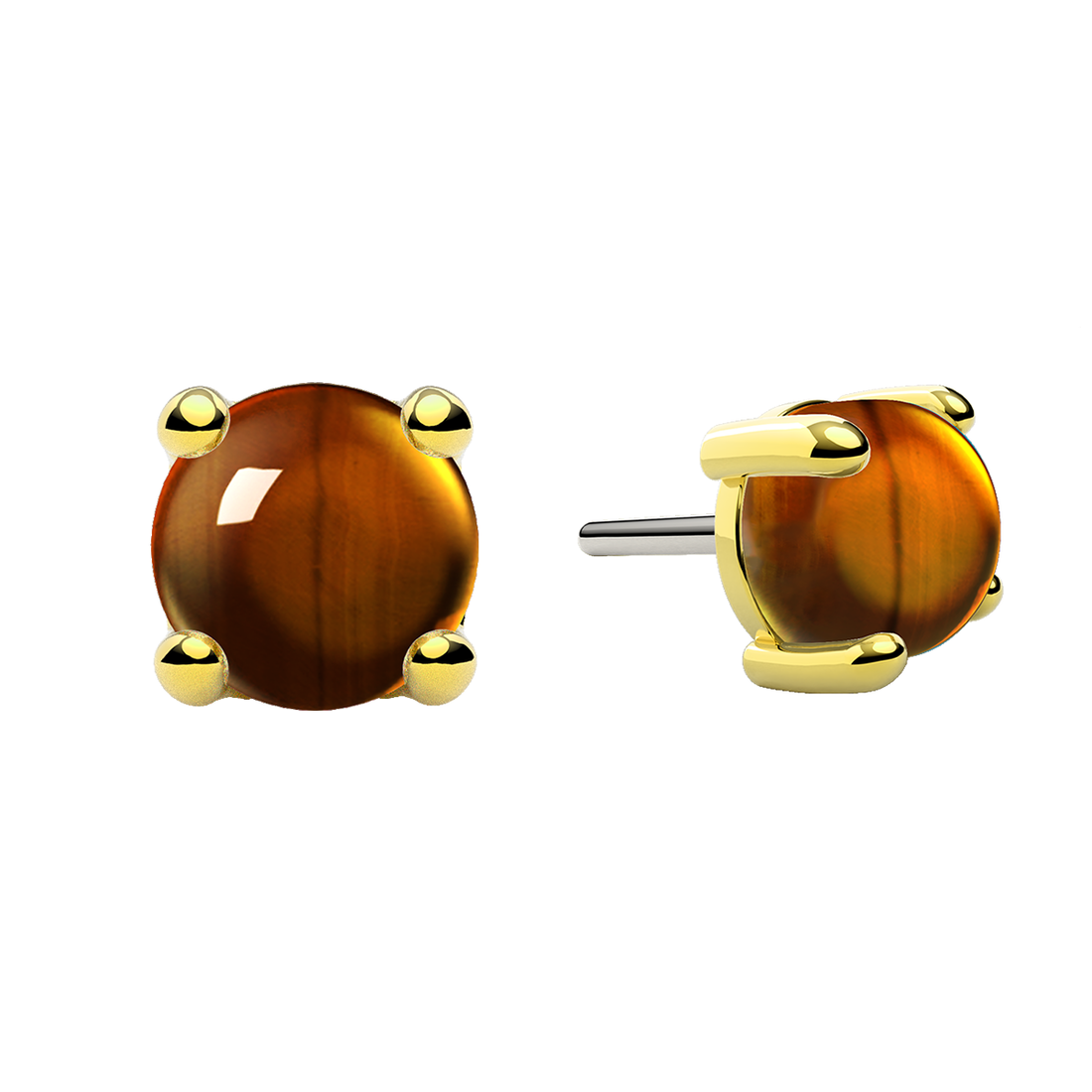 Cabochon 4 Prong End With Genuine Stone