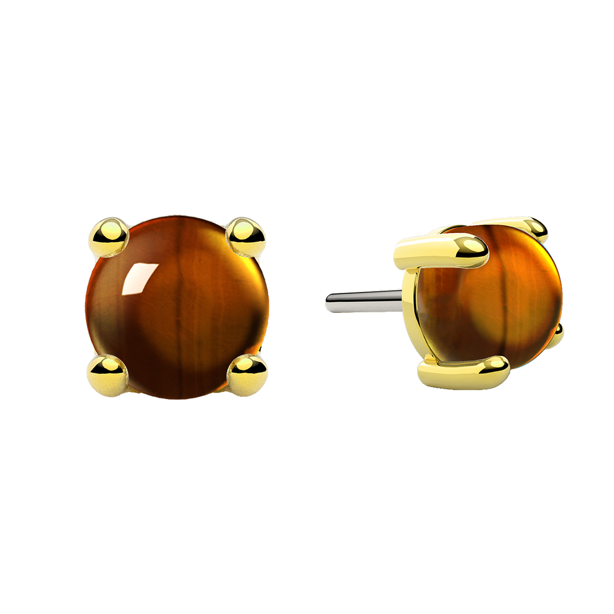 Cabochon 4 Prong End With Genuine Stone