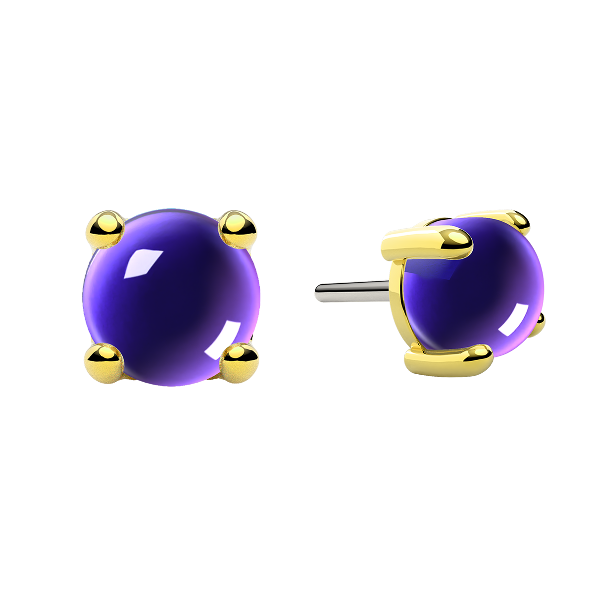 Cabochon 4 Prong End With Genuine Stone