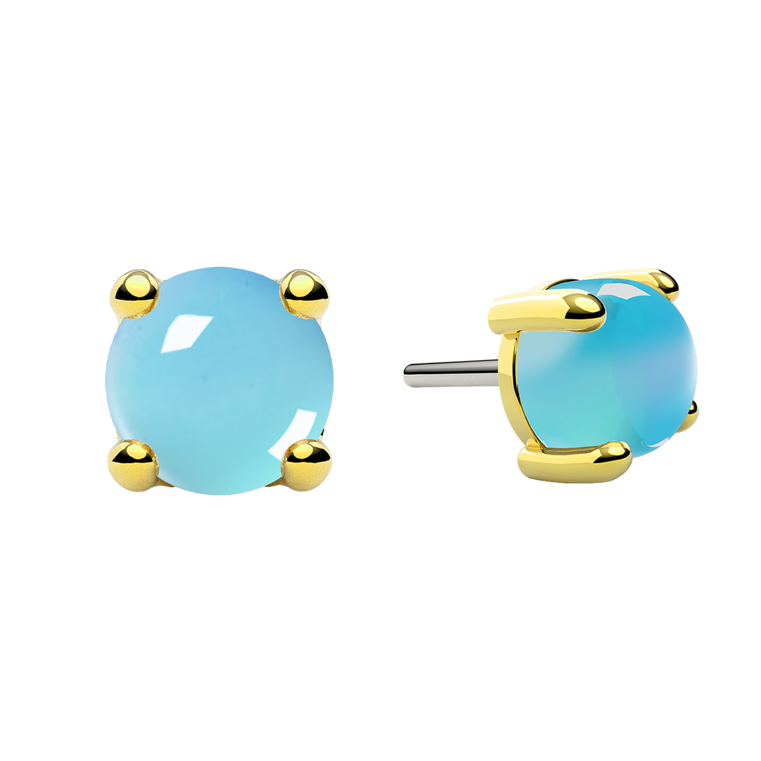 Cabochon 4 Prong End With Genuine Stone