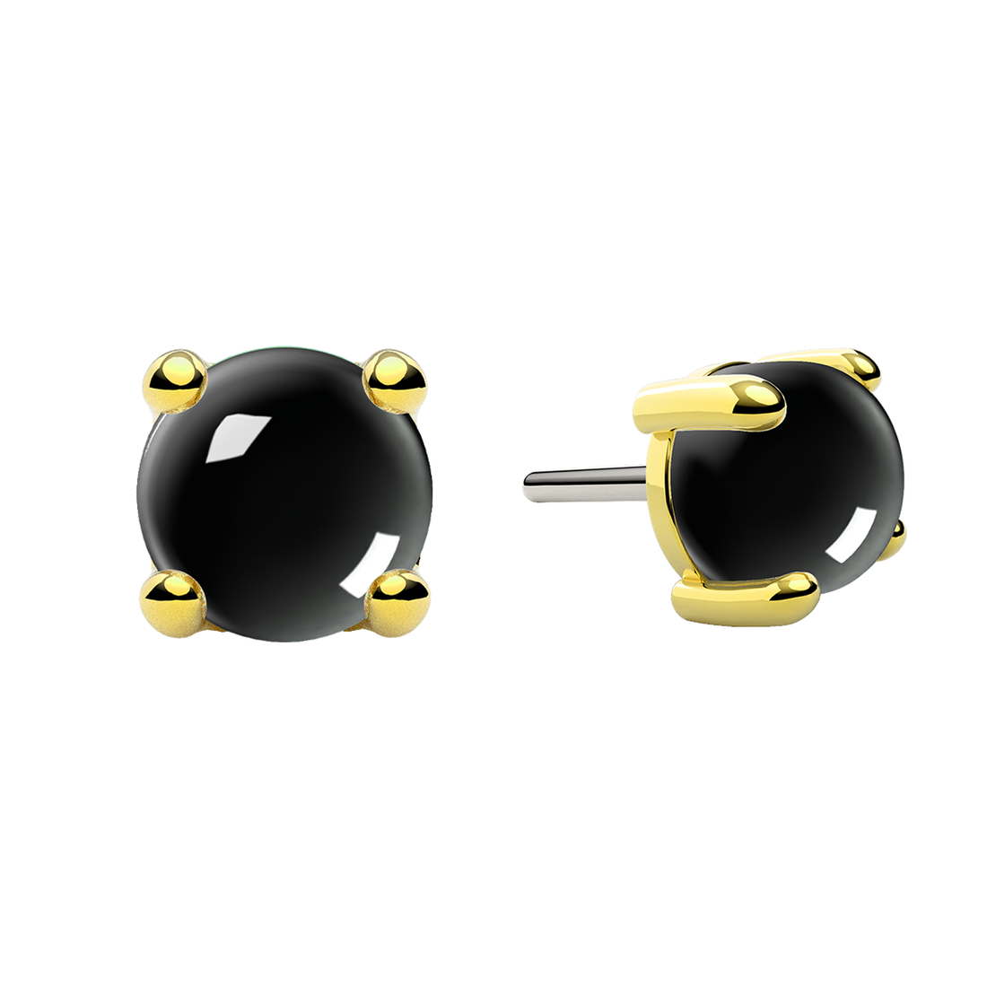 Cabochon 4 Prong End With Genuine Stone