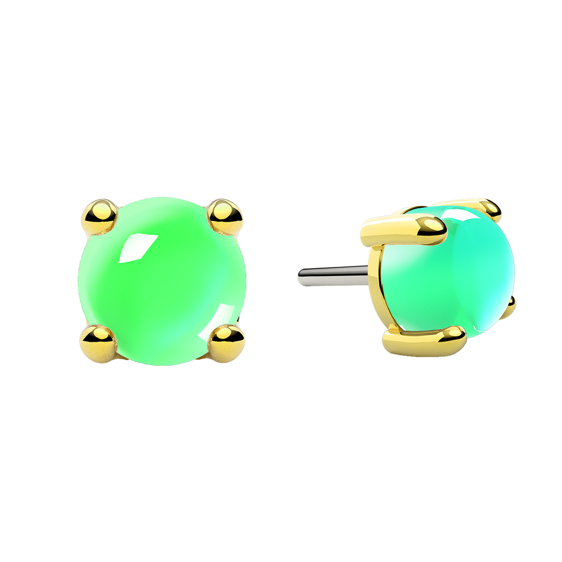 Cabochon 4 Prong End With Genuine Stone