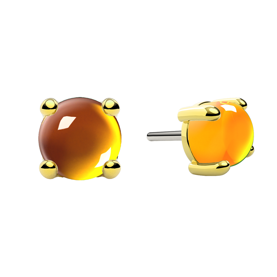 Cabochon 4 Prong End With Genuine Stone