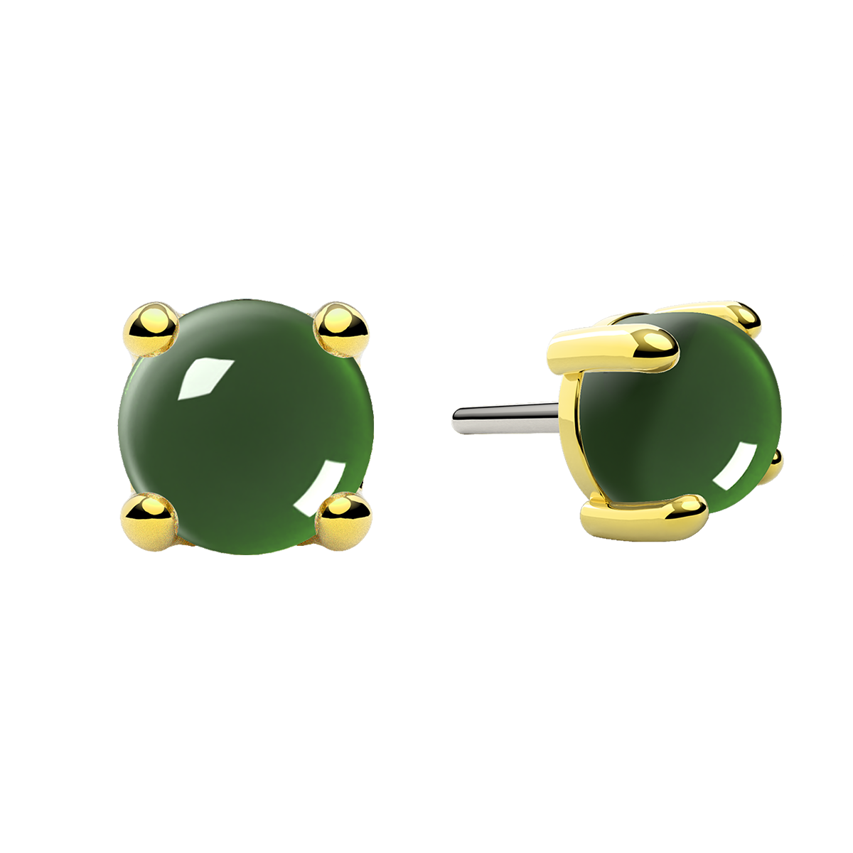 Cabochon 4 Prong End With Genuine Stone