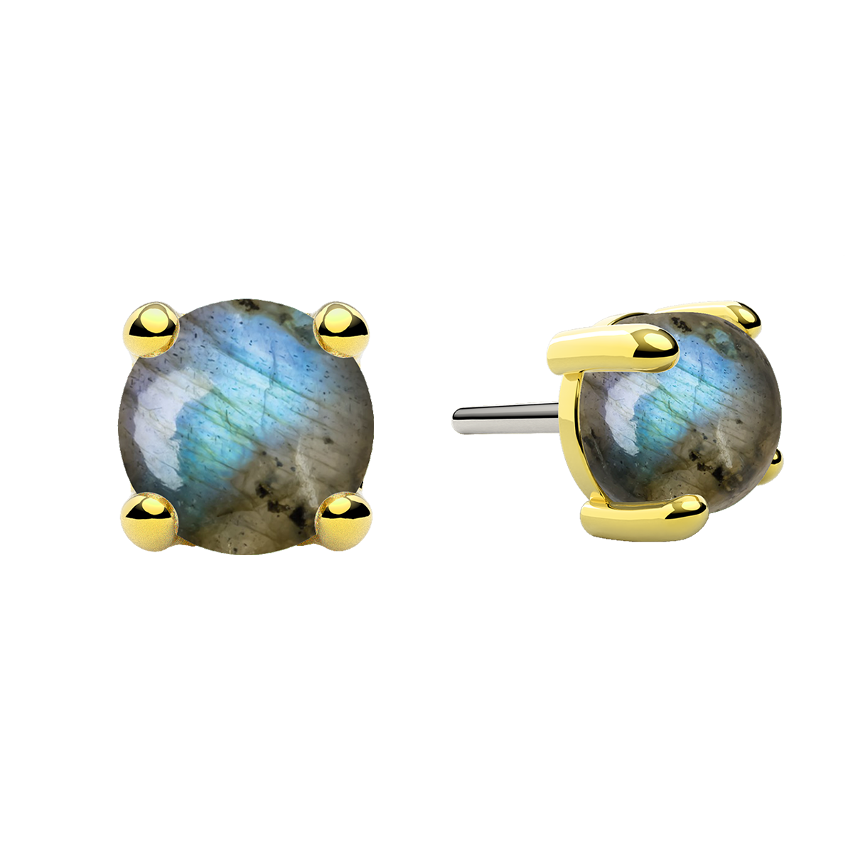 Cabochon 4 Prong End With Genuine Stone