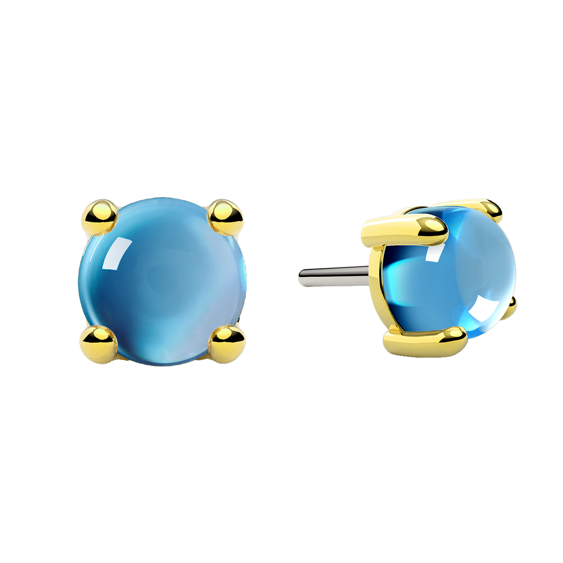 Cabochon 4 Prong End With Genuine Stone