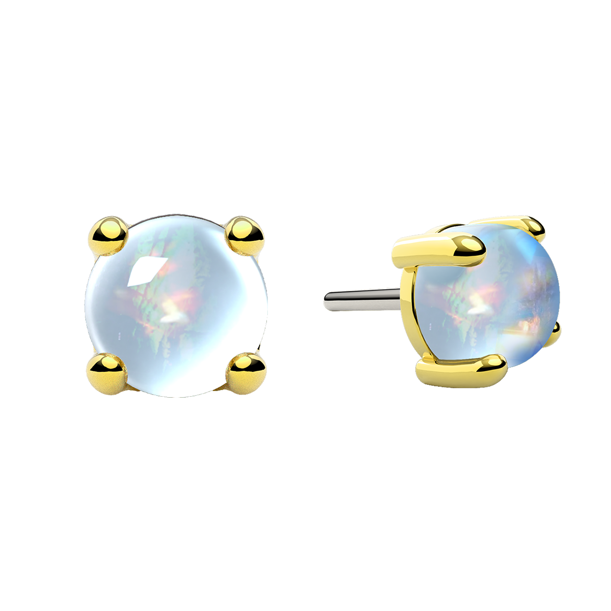 Cabochon 4 Prong End With Genuine Stone