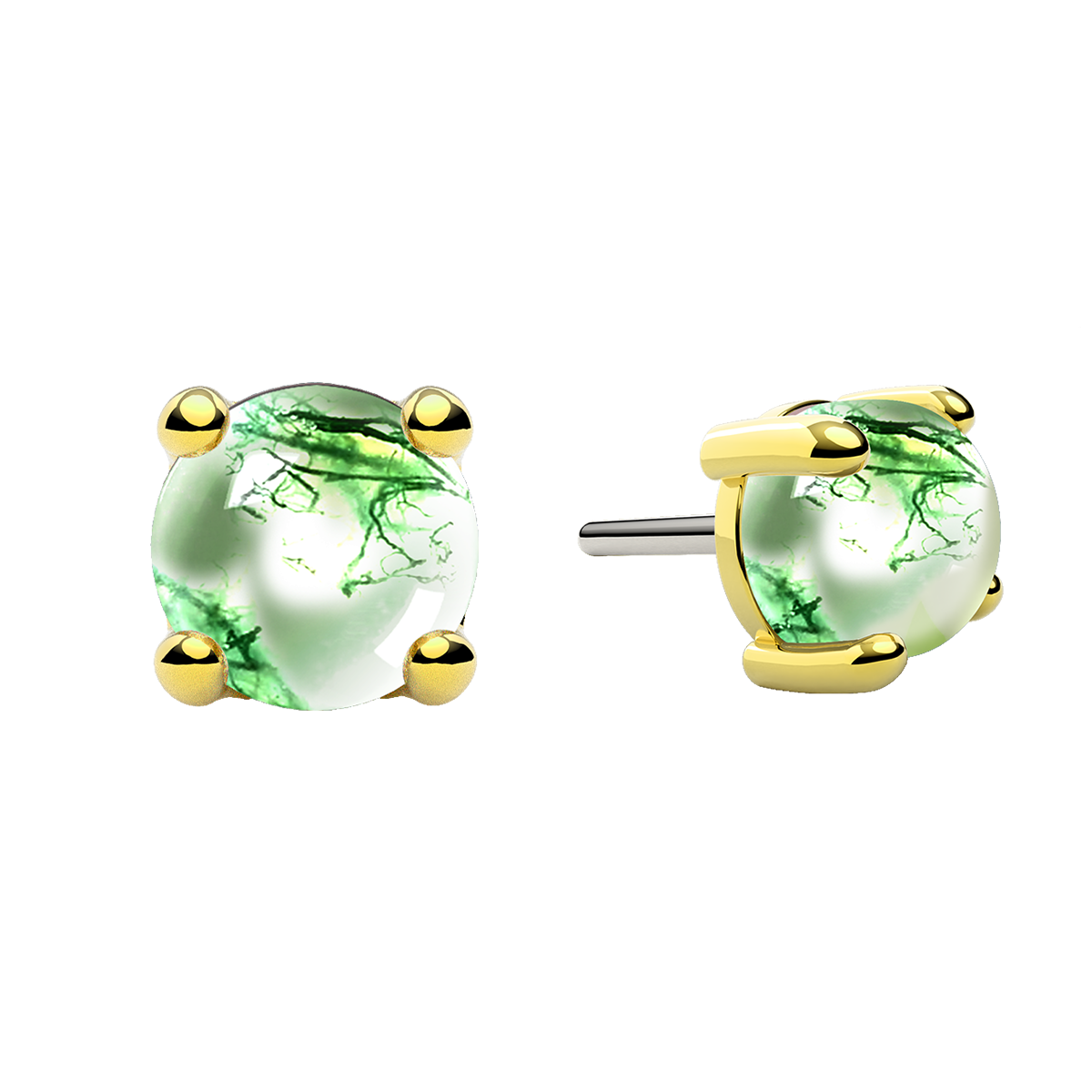 Cabochon 4 Prong End With Genuine Stone