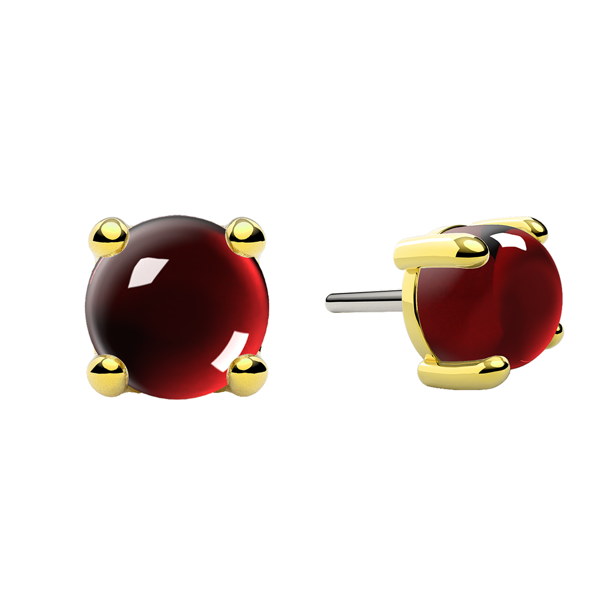Cabochon 4 Prong End With Genuine Stone