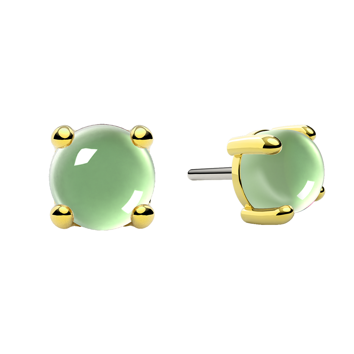 Cabochon 4 Prong End With Genuine Stone
