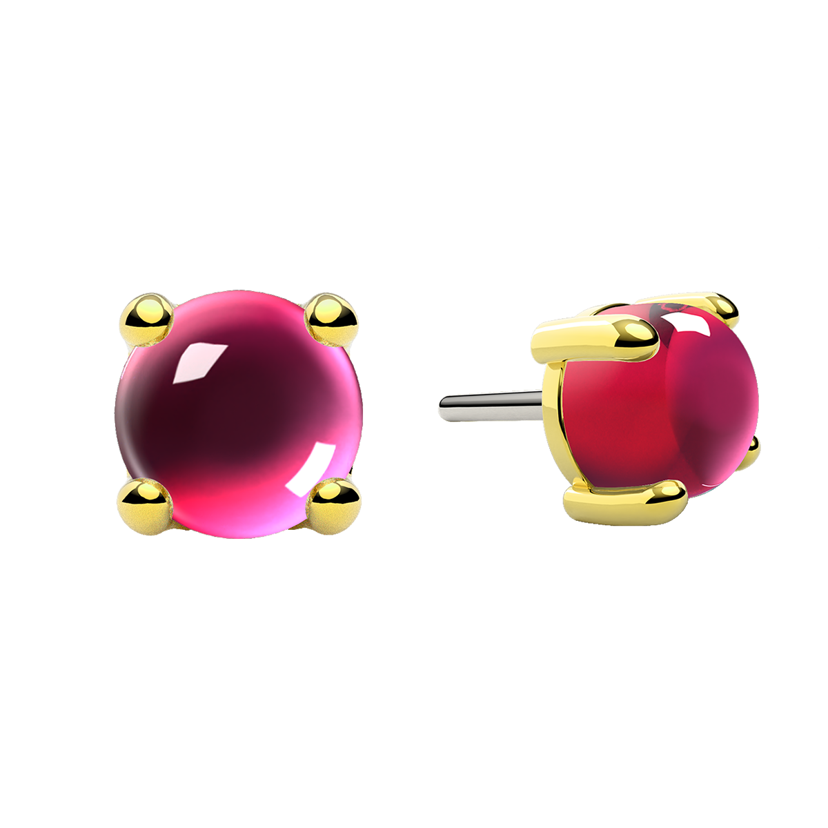 Cabochon 4 Prong End With Genuine Stone