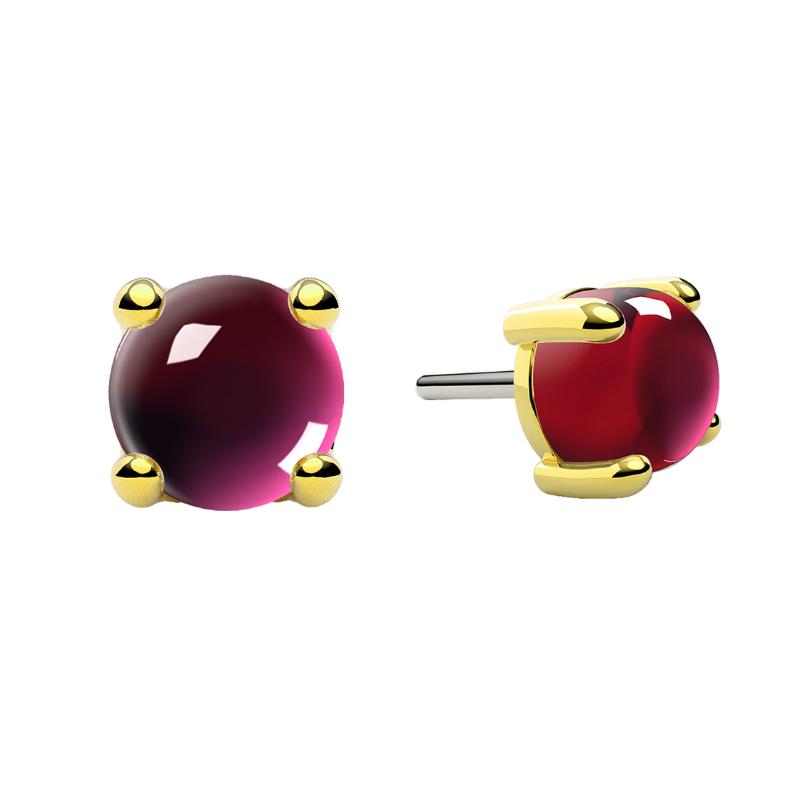 Cabochon 4 Prong End With Genuine Stone