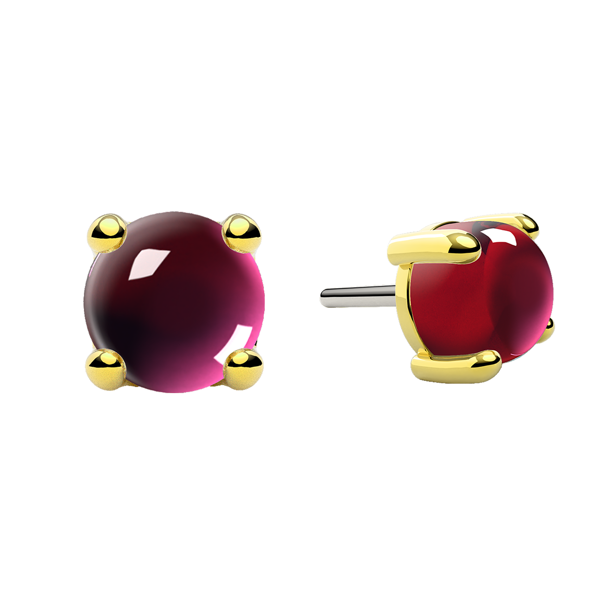 Cabochon 4 Prong End With Genuine Stone