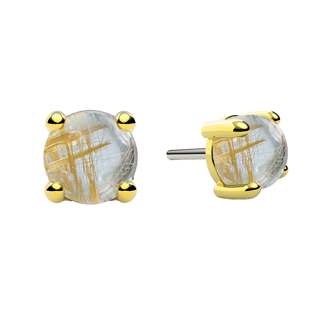Cabochon 4 Prong End With Genuine Stone