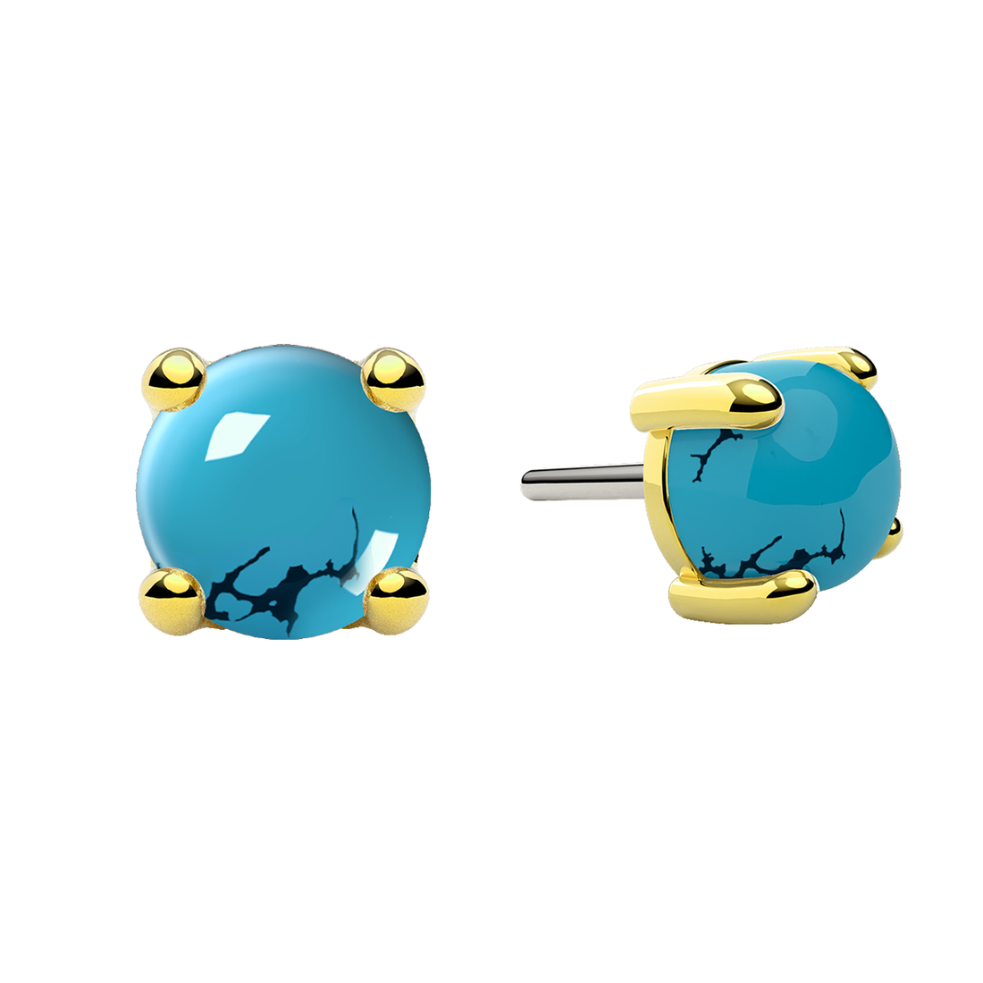 Cabochon 4 Prong End With Genuine Stone