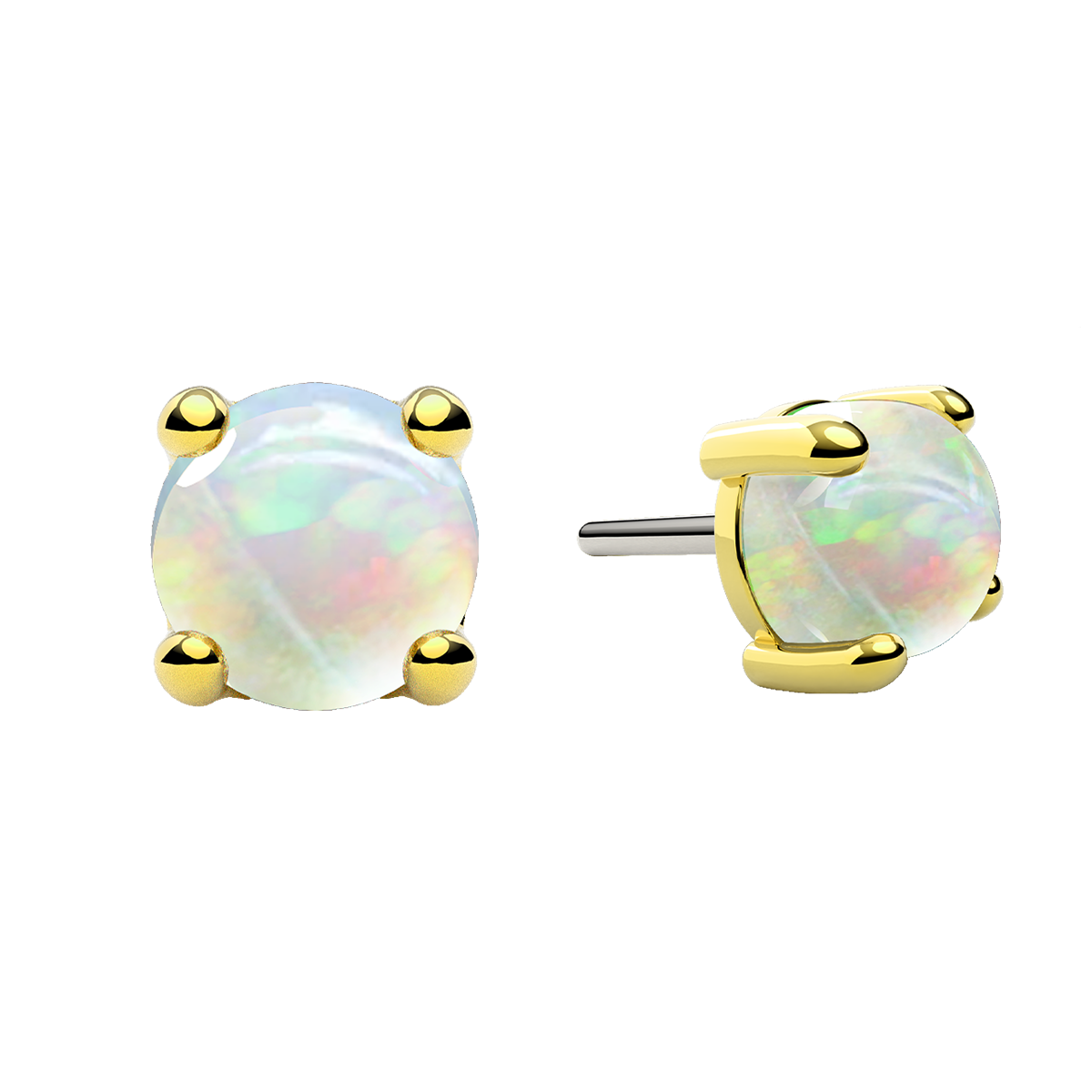 Cabochon 4 Prong End With Genuine Stone