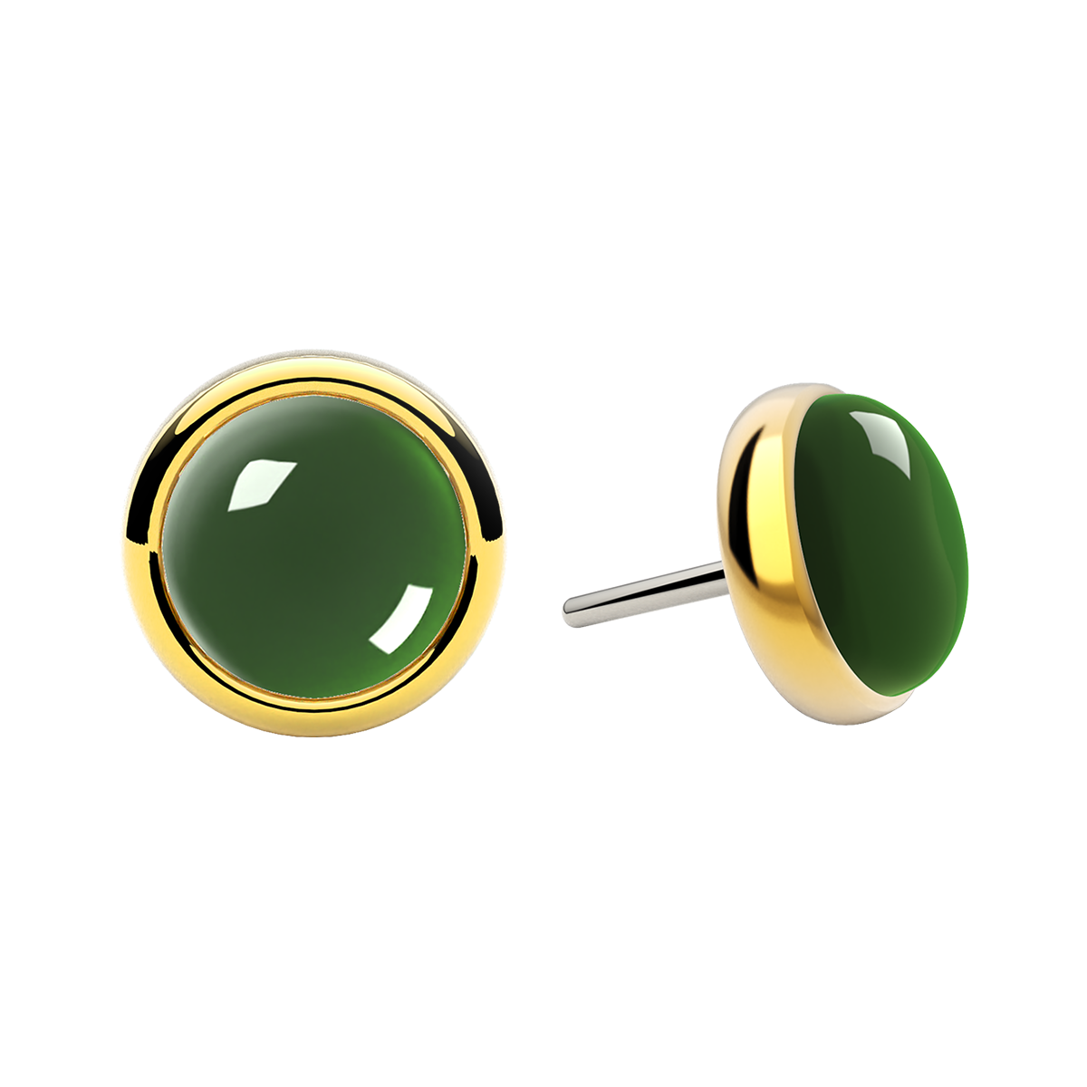 Cabochon Bezel End With Genuine Stone