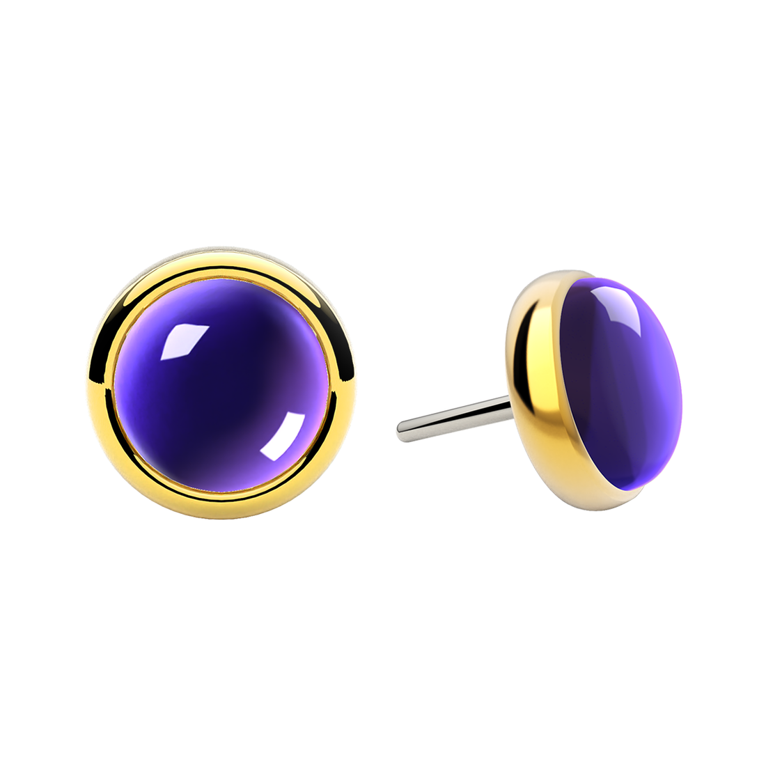 Cabochon Bezel End With Genuine Stone