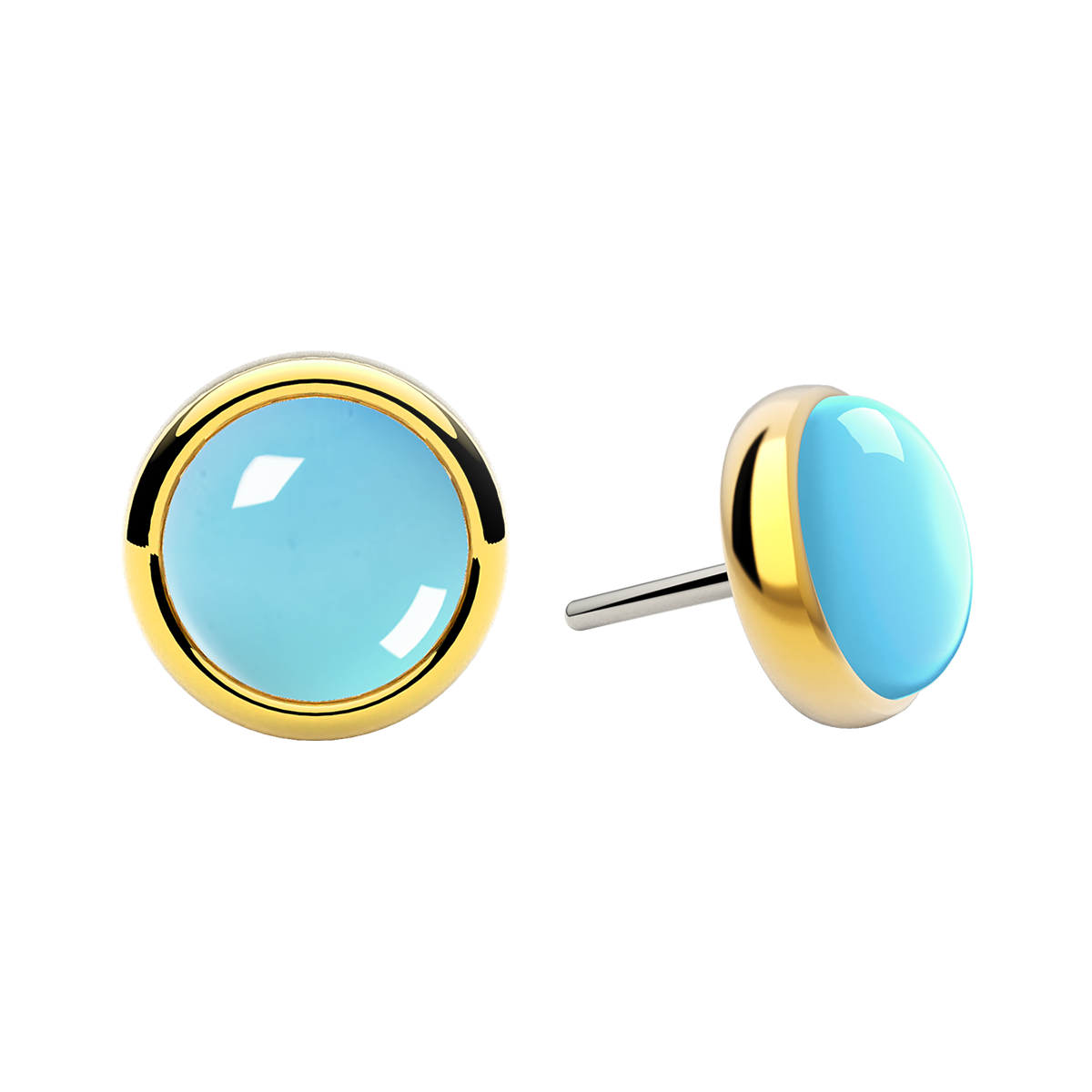 Cabochon Bezel End With Genuine Stone