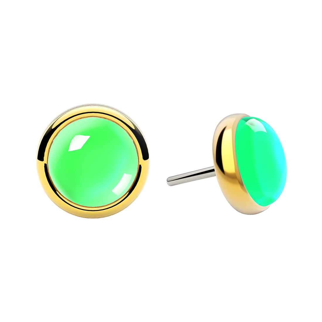 Cabochon Bezel End With Genuine Stone