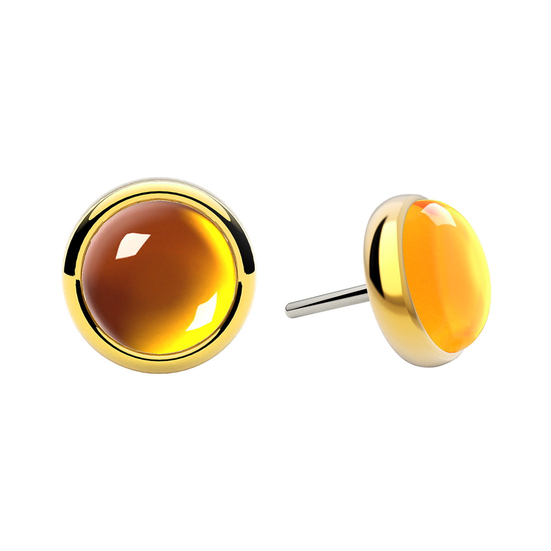 Cabochon Bezel End With Genuine Stone