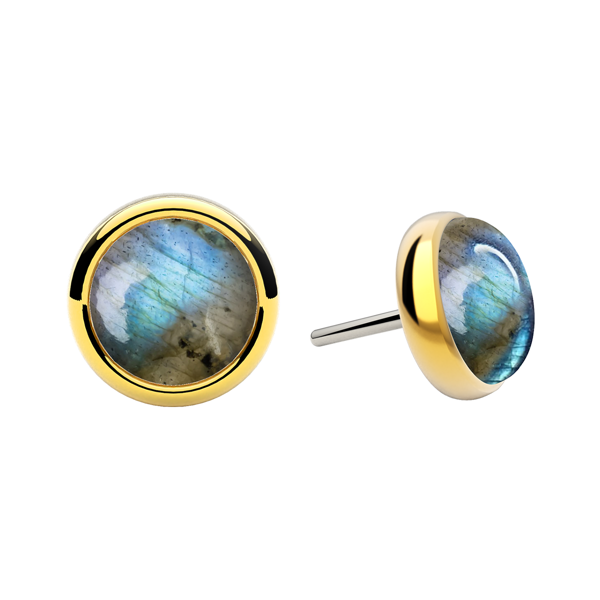 Cabochon Bezel End With Genuine Stone