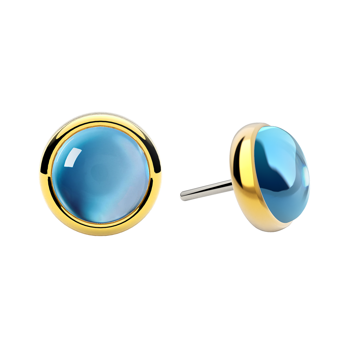 Cabochon Bezel End With Genuine Stone