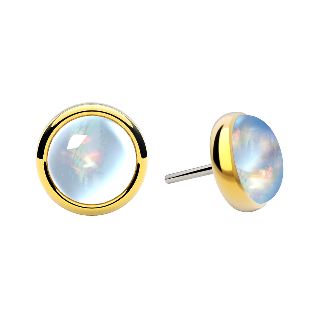Cabochon Bezel End With Genuine Stone
