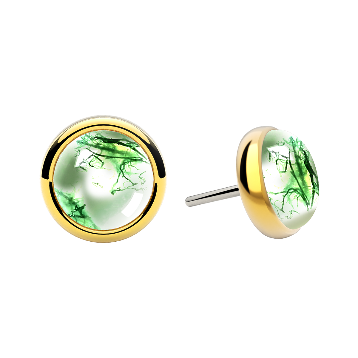 Cabochon Bezel End With Genuine Stone