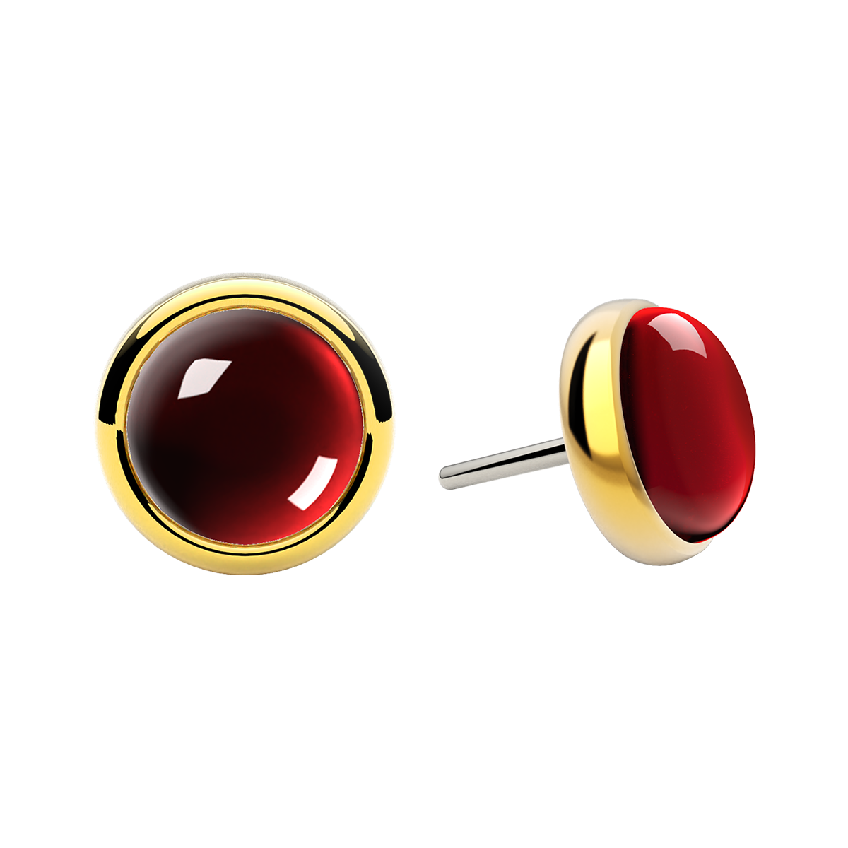 Cabochon Bezel End With Genuine Stone