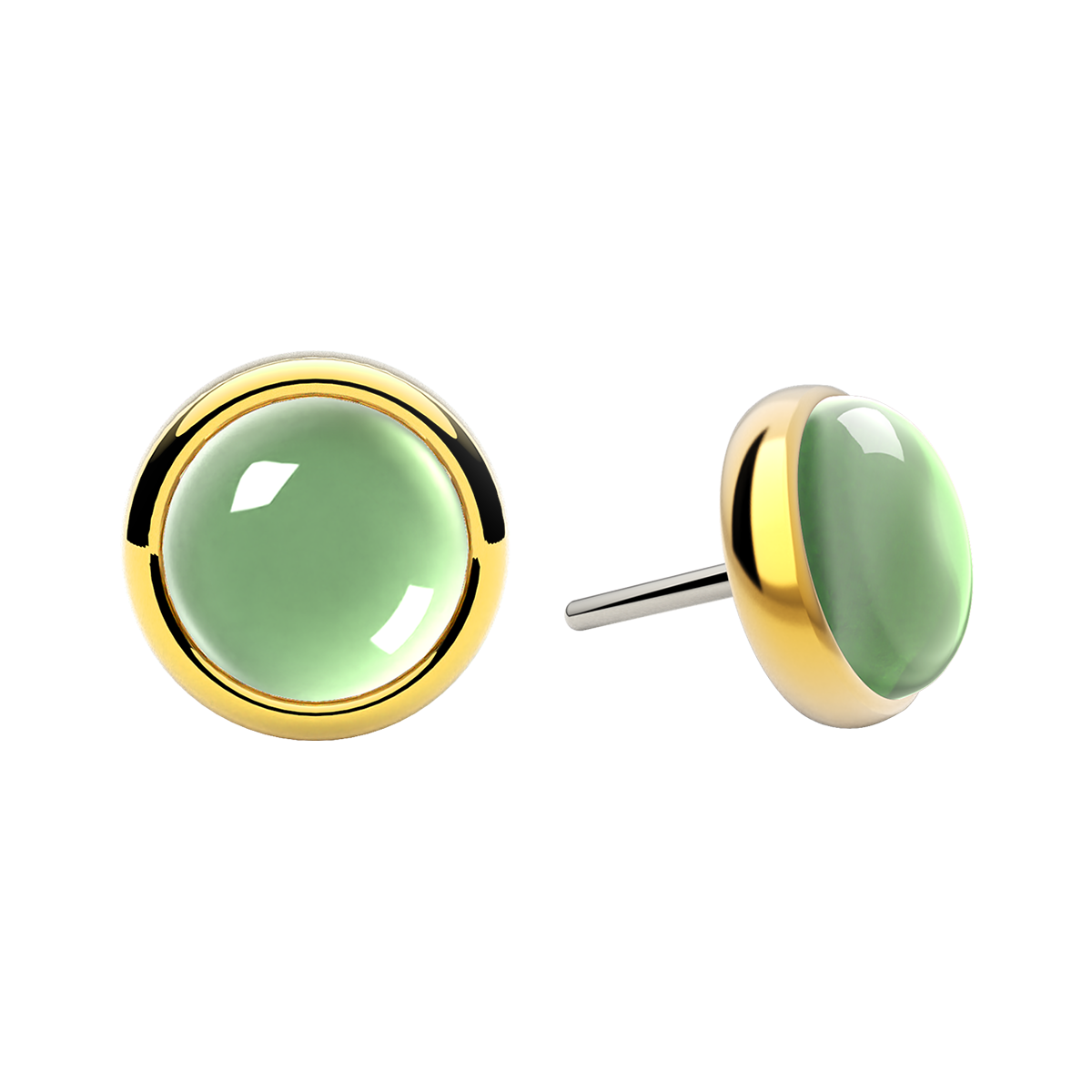 Cabochon Bezel End With Genuine Stone