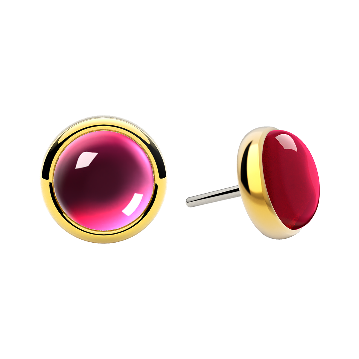 Cabochon Bezel End With Genuine Stone