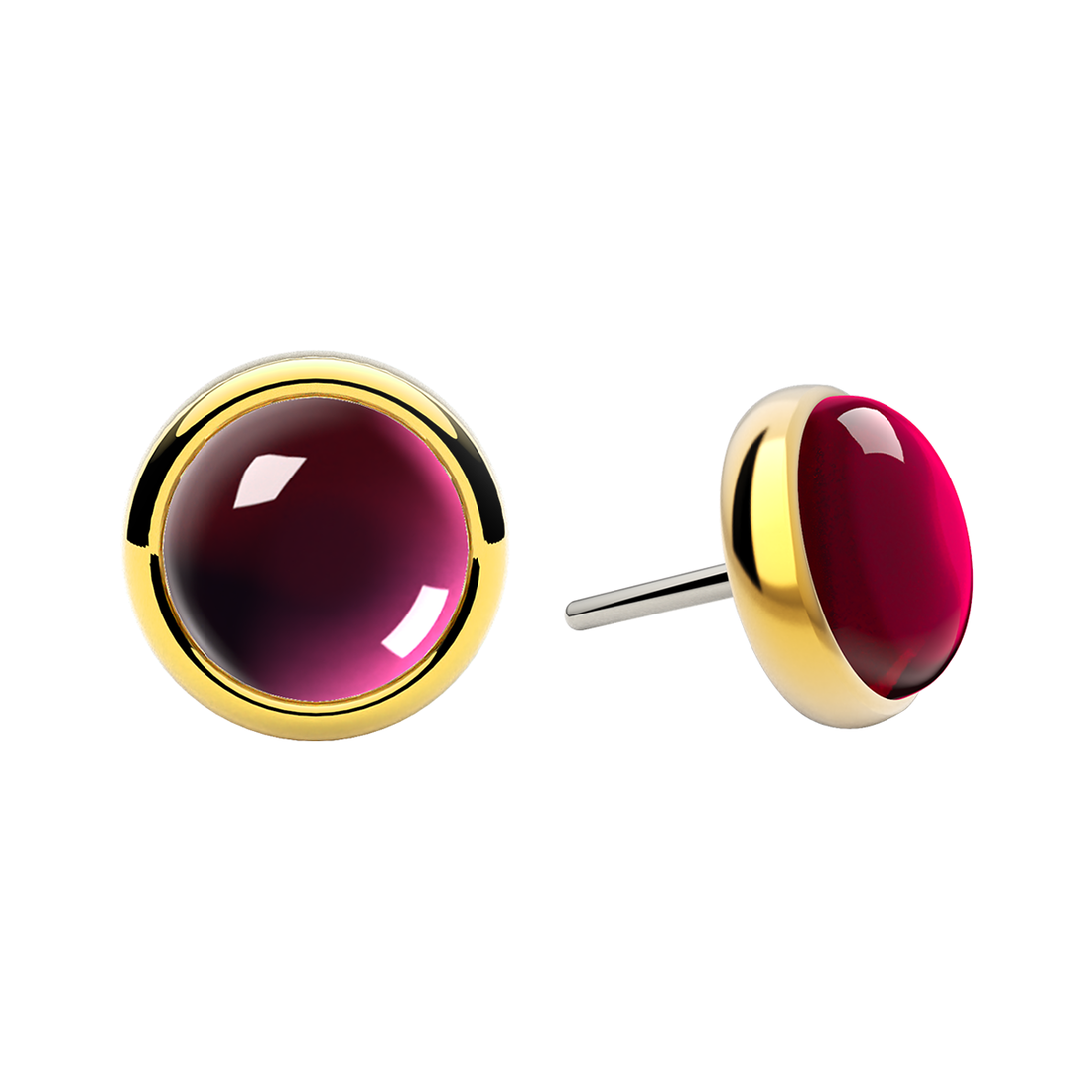 Cabochon Bezel End With Genuine Stone