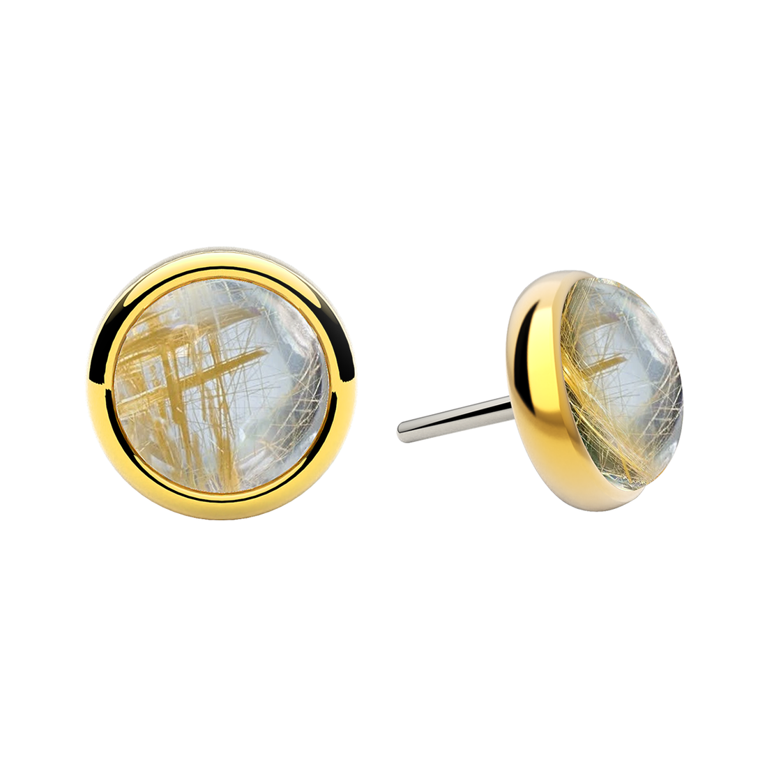 Cabochon Bezel End With Genuine Stone